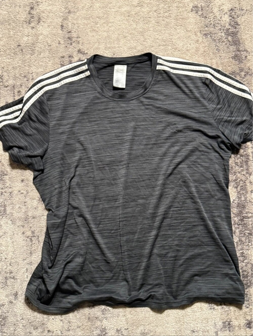 adidas Climalite Grey Space-Dye 3-Stripes Gym T-Shirt - Men's 2XL